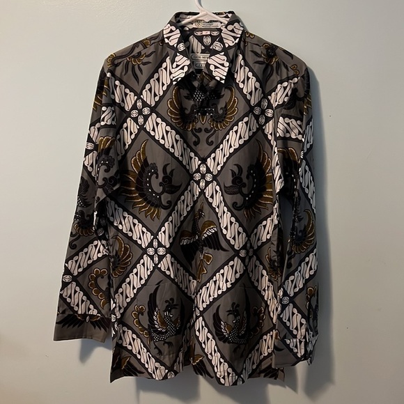 Batik Keris Long Sleeve Solo Indonesia Men’s Dress Shirt Size 16 NWT